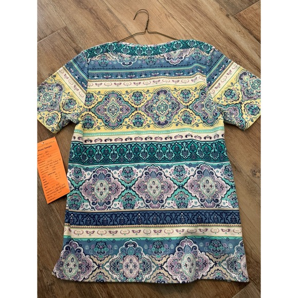 Orchard Brands Tops - Orchard Brands Women's Short Sleeve Blue & Yellow Pullover Shirt Size S New